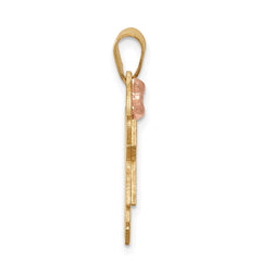 14k Two-Tone Small Girl with Bow on Left Engravable Charm - 3