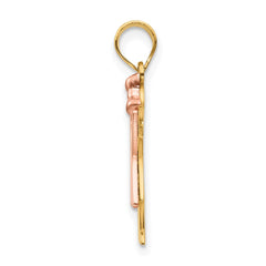14k Two-Tone Small Girl with Bow on Right Engravable Charm - 2