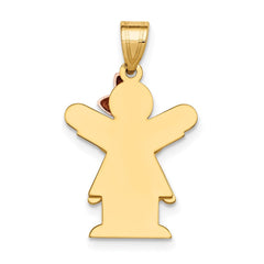 14k Two-Tone Small Girl with Bow on Right Engravable Charm - 2