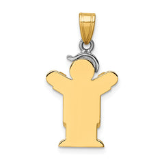 14k Two-Tone Small Boy with Hat on Left Engravable Charm