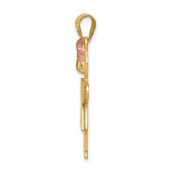 14k Two-Tone Large Girl with Bow on Left Engravable Charm