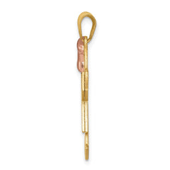 14k Two-Tone Large Girl with Bow on Left Engravable Charm - 2