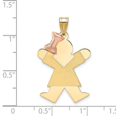 14k Two-Tone Large Girl with Bow on Left Engravable Charm - 2