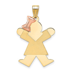 14k Two-Tone Large Girl with Bow on Left Engravable Charm - 2