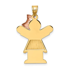 14k Two-Tone Large Girl with Bow on Right Engravable Charm - 2