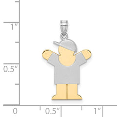 14k Two-Tone Small Boy with Hat on Right Engravable Charm - 3