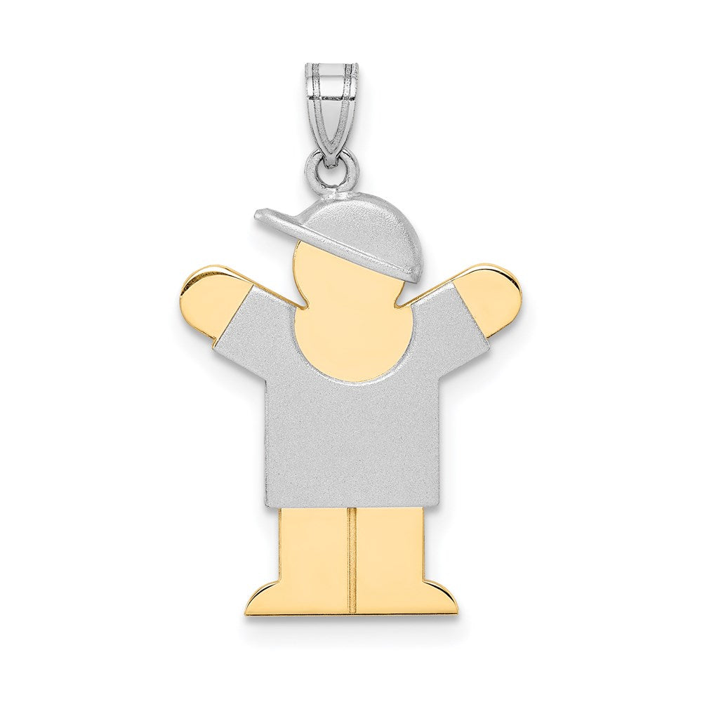 14k Two-Tone Small Boy with Hat on Right Engravable Charm - 3