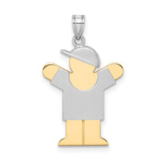 14k Two-Tone Small Boy with Hat on Right Engravable Charm - 3