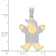 14k Two-Tone Large Boy with Hat on Right Engravable Charm - 5