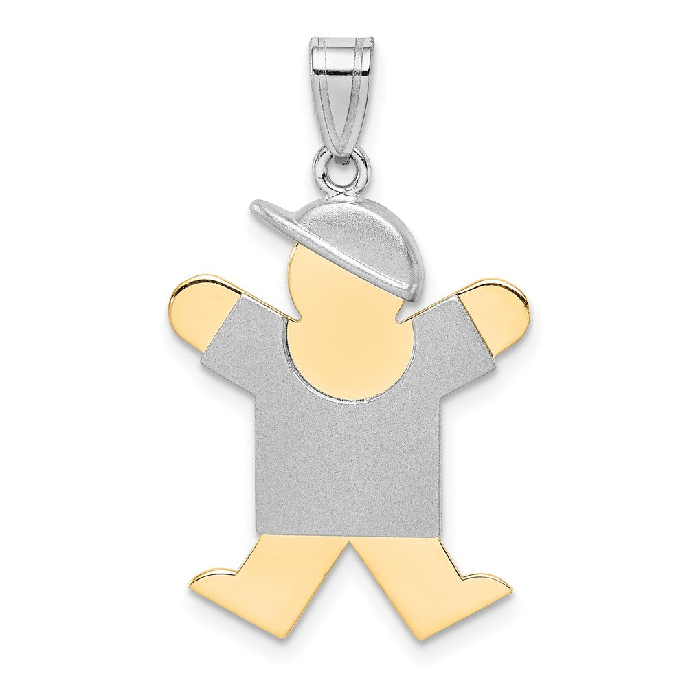 14k Two-Tone Large Boy with Hat on Right Engravable Charm - 5
