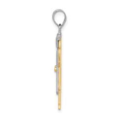 14k Two-Tone Large Boy with Hat on Left Engravable Charm - 3