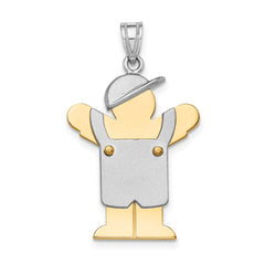 14k Two-Tone Large Boy with Hat on Left Engravable Charm - 3