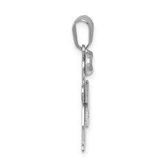 14k White Gold AAA Diamond Kid Pendant - 12
