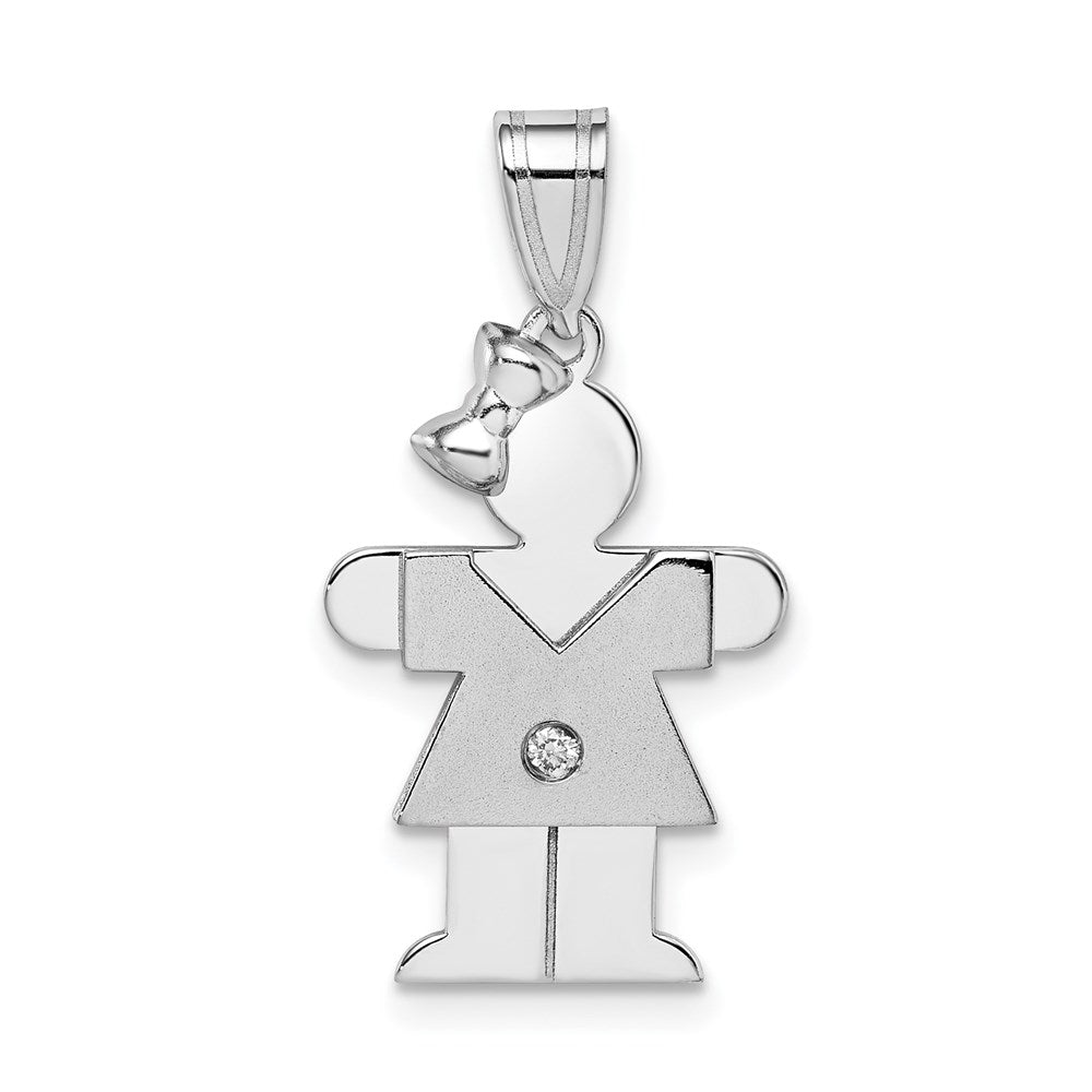 14k White Gold AAA Diamond Kid Pendant - 12