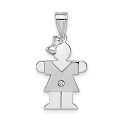 14k White Gold AAA Diamond Kid Pendant - 12