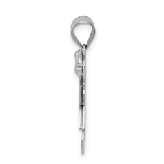 14k White Gold AAA Diamond Kid Pendant - 14