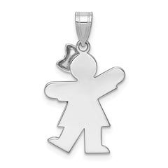 14k White Gold AAA Diamond Kid Pendant - 14