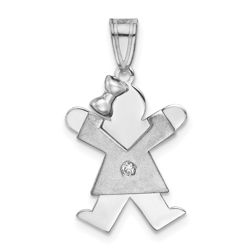14k White Gold VS Diamond Kid Pendant - 12