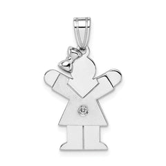 14k White Gold A Diamond Kid Pendant - 12