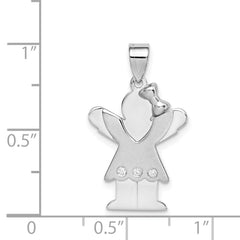 14k White Gold A Diamond Kid Pendant - 14