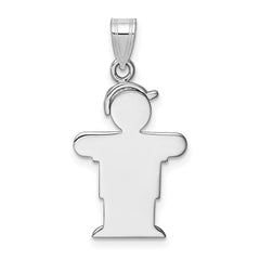 14k White Gold AAA Diamond Kid Pendant - 15