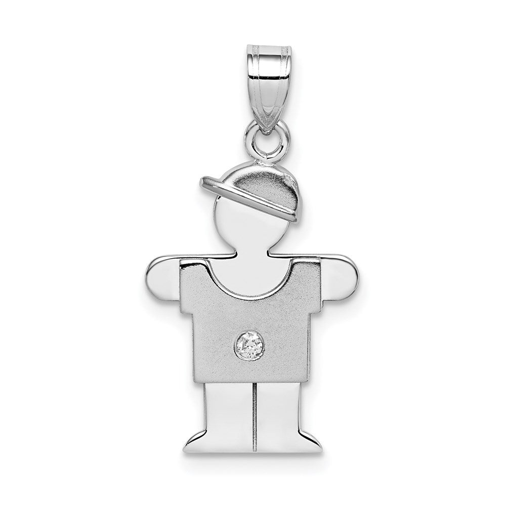14k White Gold A Diamond Kid Pendant - 13