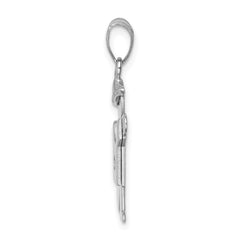 14k White Gold AA Diamond Kid Pendant - 14