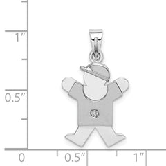 14k White Gold AA Diamond Kid Pendant - 15