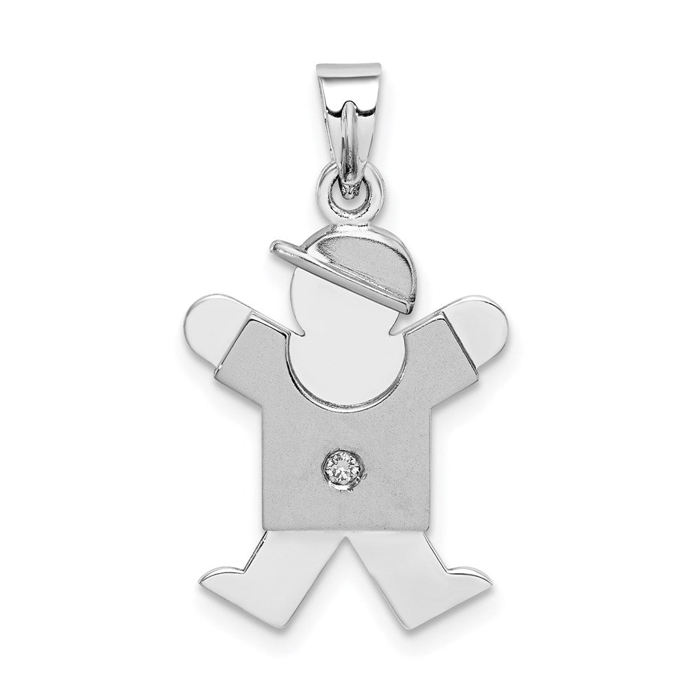 14k White Gold AAA Diamond Kid Pendant - 17