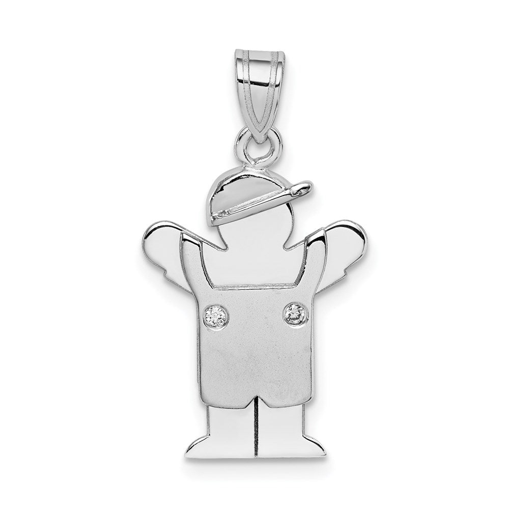 14k White Gold VS Diamond Kid Pendant - 15