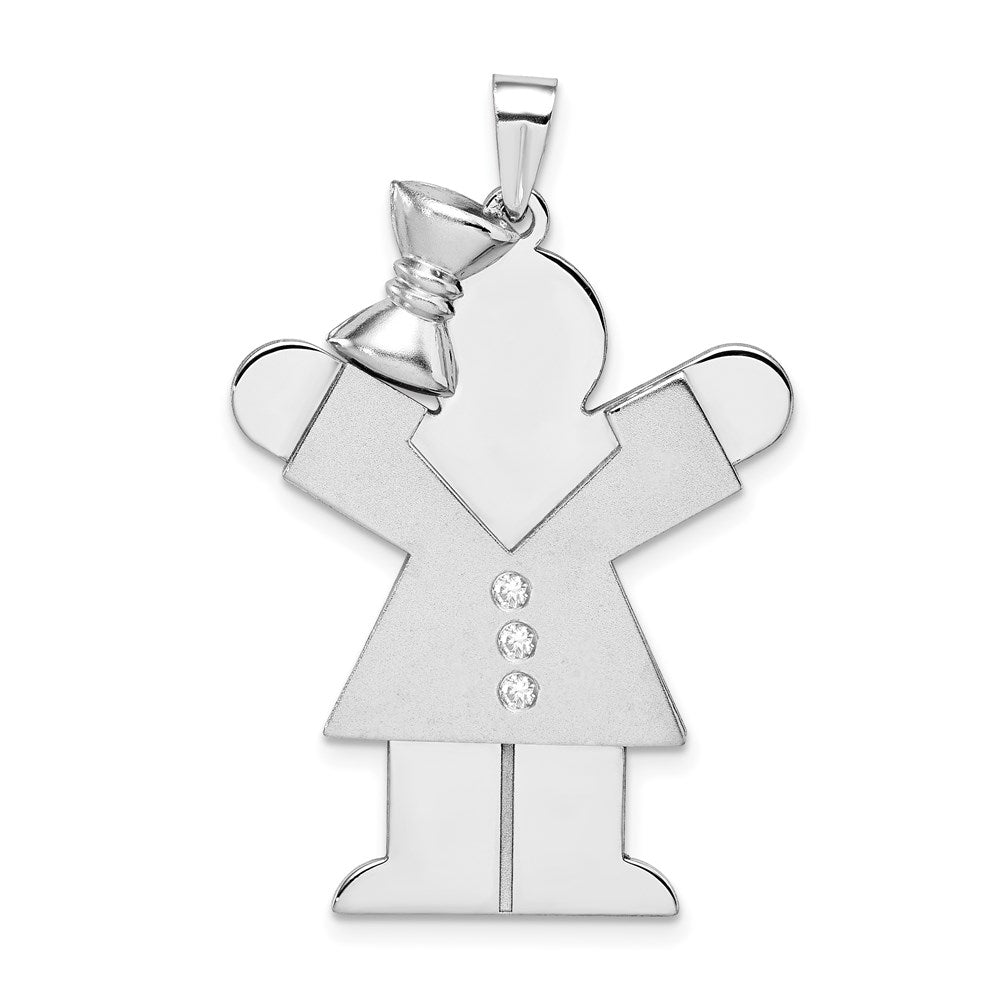 14k White Gold AAA Diamond Kid Pendant - 18