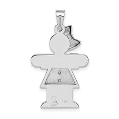 14k White Gold AA Diamond Kid Pendant - 18
