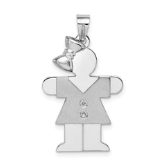 14k White Gold AA Diamond Kid Pendant - 18