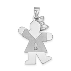 14k White Gold VS Diamond Kid Pendant - 18
