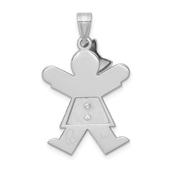 14k White Gold AAA Diamond Kid Pendant - 7