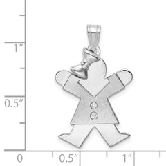14k White Gold AAA Diamond Kid Pendant - 7