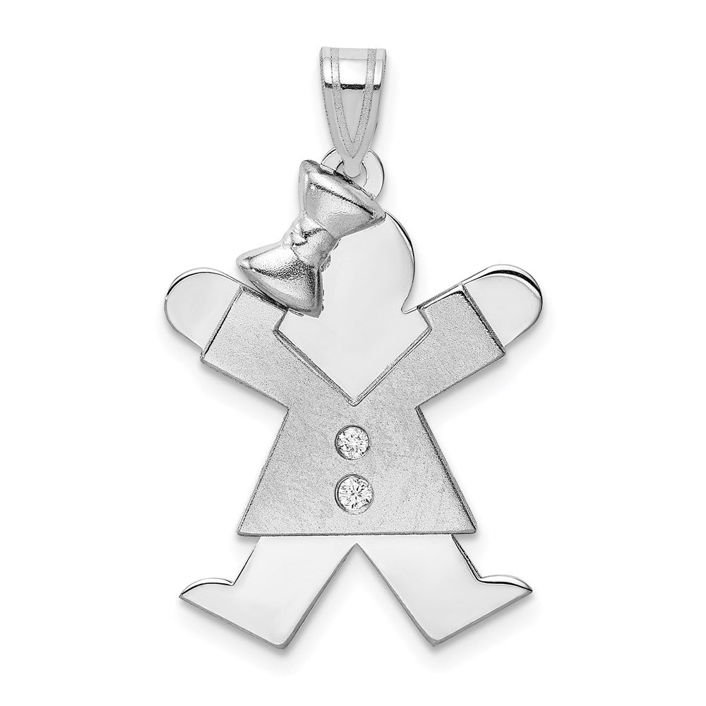 14k White Gold AAA Diamond Kid Pendant - 7