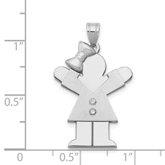 14k White Gold A Diamond Kid Pendant - 17