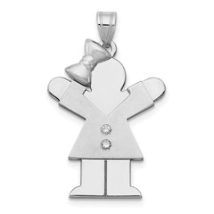 14k White Gold A Diamond Kid Pendant - 17