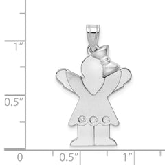 14k White Gold A Diamond Kid Pendant - 20