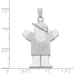 14k White Gold AA Diamond Kid Pendant - 20