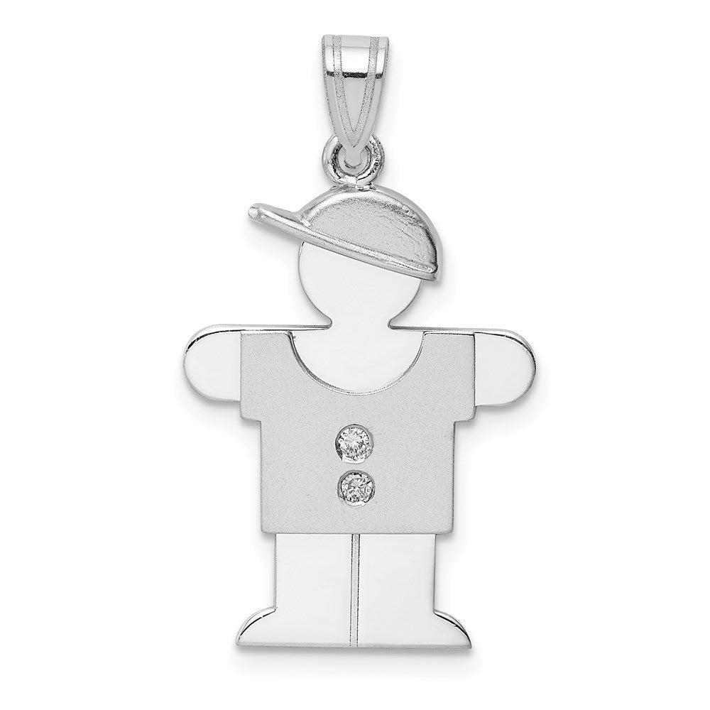 14k White Gold A Diamond Kid Pendant - 18