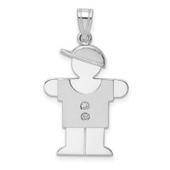 14k White Gold A Diamond Kid Pendant - 18
