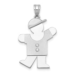 14k White Gold AA Diamond Kid Pendant - 21