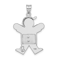 14k White Gold A Diamond Kid Pendant - 19