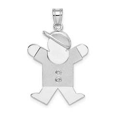14k White Gold AAA Diamond Kid Pendant - 22
