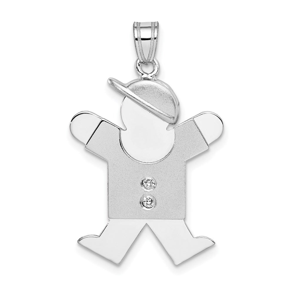 14k White Gold A Diamond Kid Pendant - 19