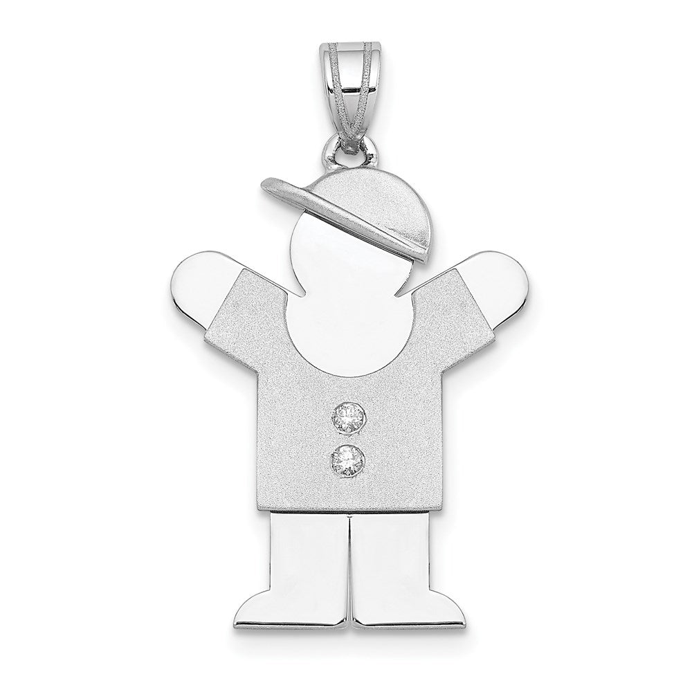 14k White Gold AAA Diamond Kid Pendant - 20