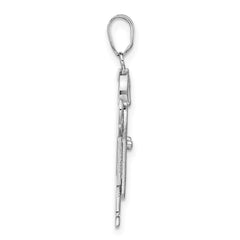 14k White Gold Medium Boy Engravable Charm Mounting