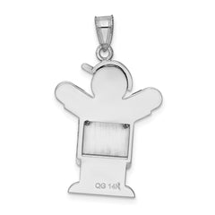 14k White Gold A Diamond Kid Pendant - 21